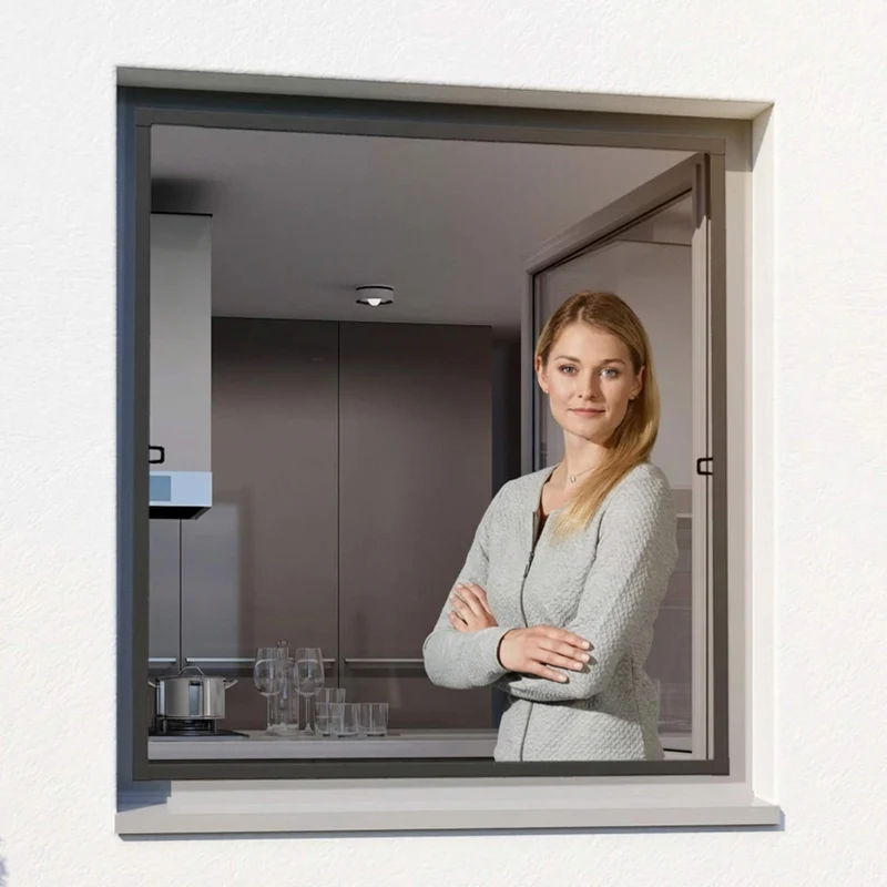 Teleskop Fliegengitter Fenster mit Rahmen, zum Einhängen