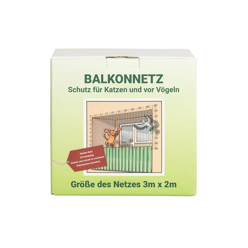 Netz für den Balkon gegen Vögel, Tauben und Katzen 3x2 m + Montageset