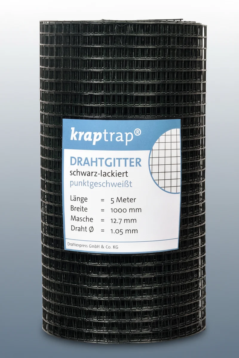 Kraptrap® schwarz pulverbeschichtet, feuerverzinktes Drahtgitter 12,7 x 12,7 mm mit 1,05 mm Drahtstärke