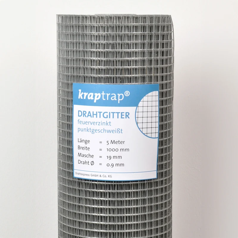 Kraptrap® feuerverzinktes Drahtgitter 19 x 19 mm mit 0,9 mm Stärke