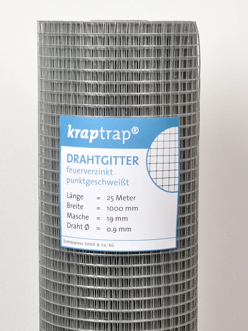Kraptrap® feuerverzinktes Drahtgitter 19 x 19 mm mit 0,9 mm Stärke
