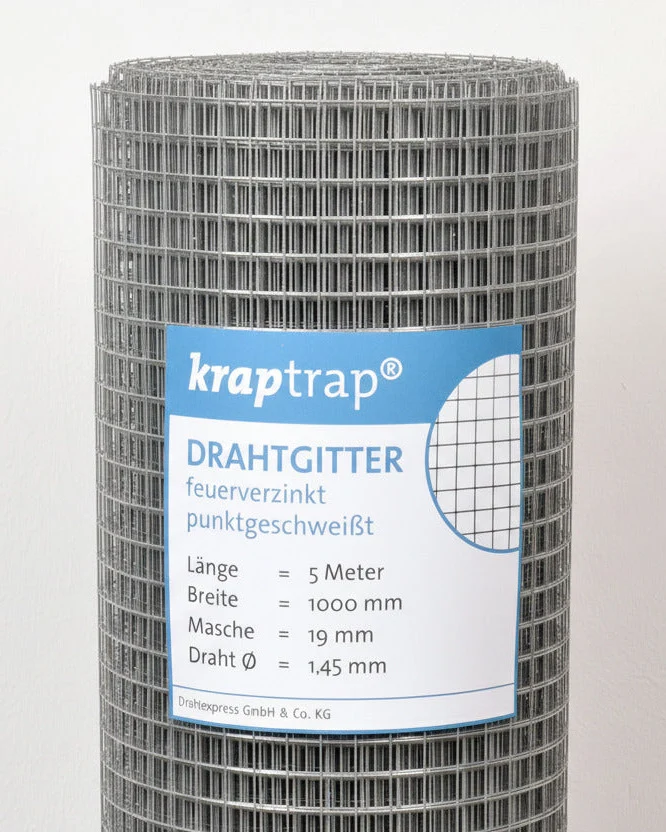 Kraptrap® feuerverzinktes Drahtgitter 19 x 19 mm mit 1,45 mm Stärke