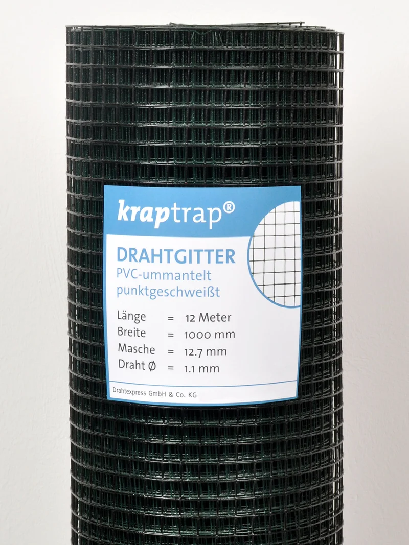 Kraptrap® schwarzes, feuerverzinktes Drahtgitter 12,7 x 12,7 mm mit 1,1 mm Gesamtstärke