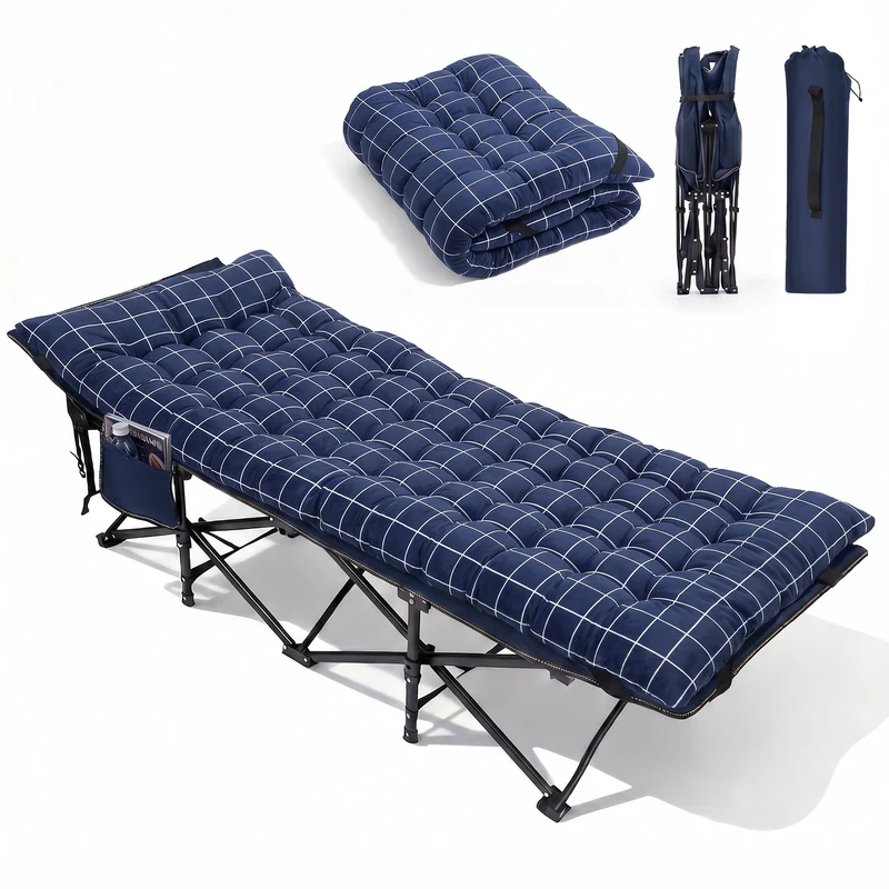 Sekey Feldbett Klappbar mit Matratze 190 × 71 cm – Campingbett bis 200 kg, Faltbett mit 7 cm Matratze, Tragbares Gästebett für Outdoor, Reisen & Zuhause