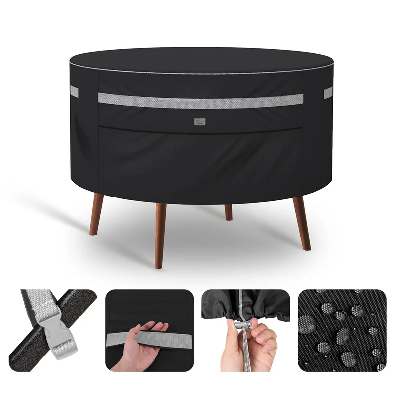 Sekey Runde Gartenmöbel Schutzhülle Ø130 × 71 cm – Wasserdichte Abdeckung aus 210D Oxford-Gewebe, UV-beständig, Reißfest & Windfest für Gartentisch und Poly-Rattan-Möbel