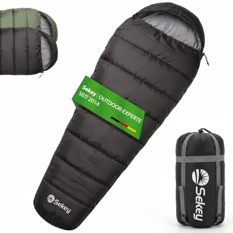 Sekey 4-Jahreszeiten Mumienschlafsack Erwachsene – 1,7 kg Schlafsack mit Anti-Klemm-Reißverschluss, wasserabweisend & atmungsaktiv, Komforttemperatur +5 °C, für Camping, Trekking & Outdoor