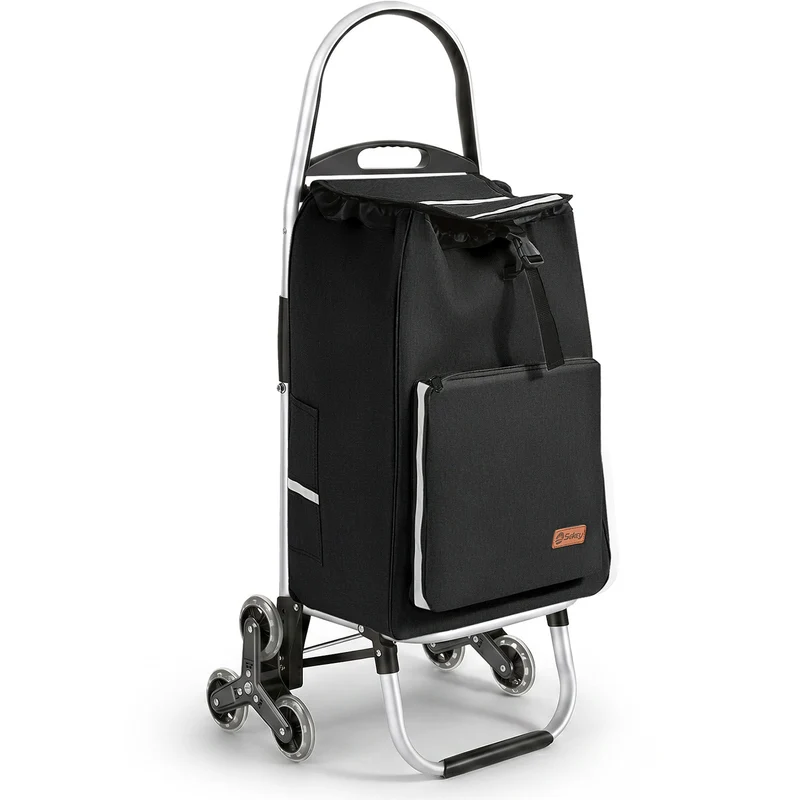 Sekey Einkaufstrolley 3-in-1 klappbar – 50L Einkaufswagen mit Kühlfach, Treppensteiger-Rädern & Sackkarren-Funktion, Aluminium