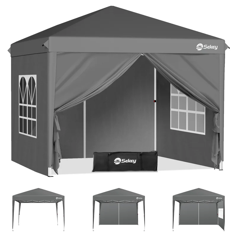 Sekey 2x2m Pop-Up Pavillon mit Seitenwänden – Wasserdicht, Windfest & Winterfest, Faltpavillon Höhenverstellbar, Partyzelt für Garten, Camping & Events