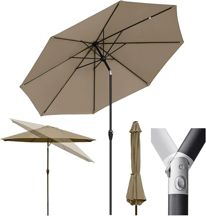 Sekey Alu Sonnenschirm mit UV-Schutz 50+ – Windfester Gartenschirm mit Kurbel für Balkon, Terrasse & Garten