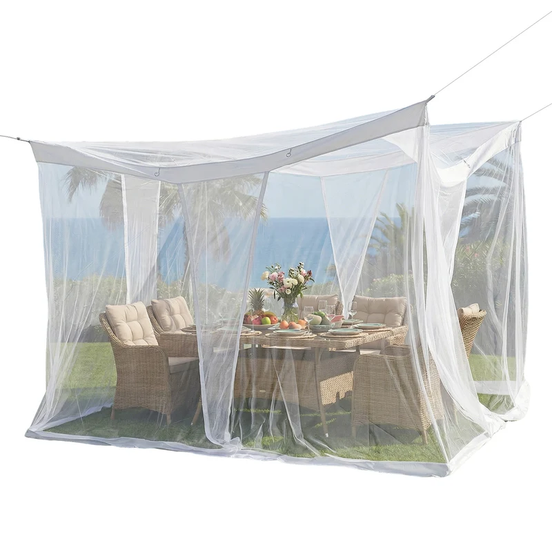 Sekey Moskitonetz Pavillon 3,5×2,5×2,5 m – Großes Fliegennetz für Pergola & Terrasse, Stabiler Mückenschutz Garten Outdoor mit Zubehör