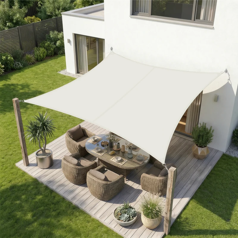 Sekey Sonnensegel Rechteckig – Weiß, Wasserdicht, 160 g/m² PES, Nahtversiegelt & Reißfest, 95% UV-Schutz, Wetterfest für Balkon, Terrasse & Garten