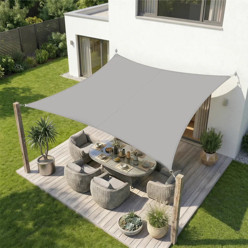 Sekey Sonnensegel Rechteckig – Hellgrau, Wasserdicht, 160 g/m² PES, Mit Naht & Reißfest, 95% UV-Schutz, Wetterfest für Balkon, Terrasse & Garten