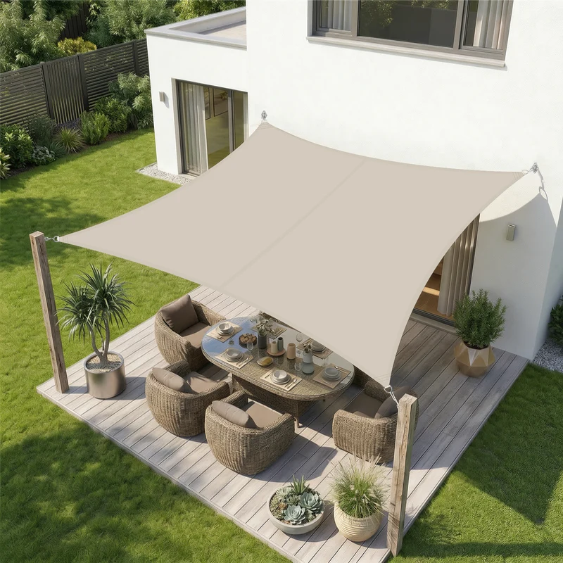 Sekey Sonnensegel Rechteckig – Wasserdicht, 160 g/m² PES, Nahtversiegelt & Reißfest, 95% UV-Schutz, Wetterfest für Balkon, Terrasse & Garten, Taupe