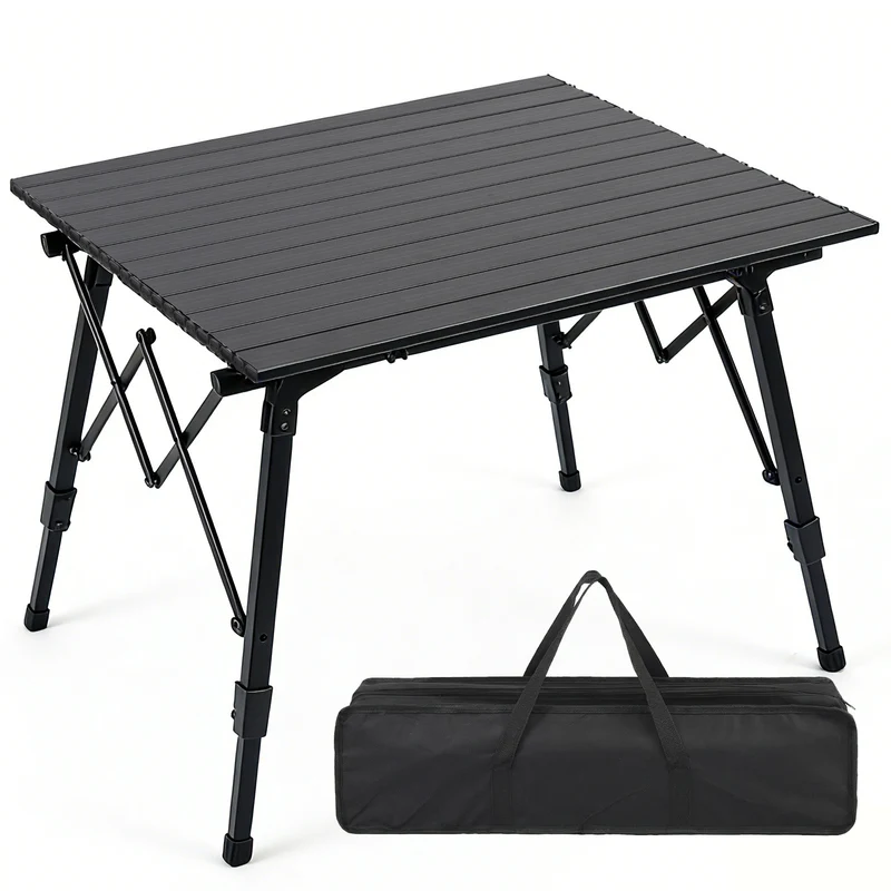 Sekey Campingtisch Aluminium Faltbar 72x69 cm – Ultraleichter Klapptisch Höhenverstellbar 46–66 cm, Wetterfest Balkontisch & Gartentisch mit Tragetasche