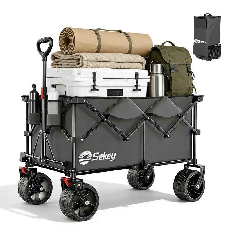 Sekey XXL Plus Faltbollerwagen 200 L, Bis 200 kg belastbar, Extra breite All-Terrain-Räder, patentierter 4-Wege-Sofortaufbau, 4032
