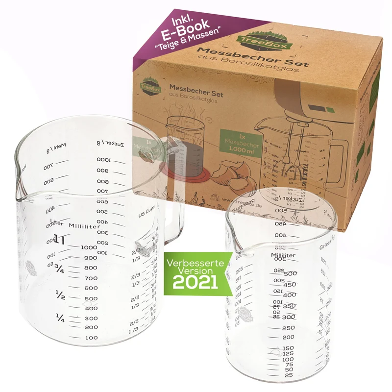 Messbecher - Glas - 1 L & 500 ml - 2er Set