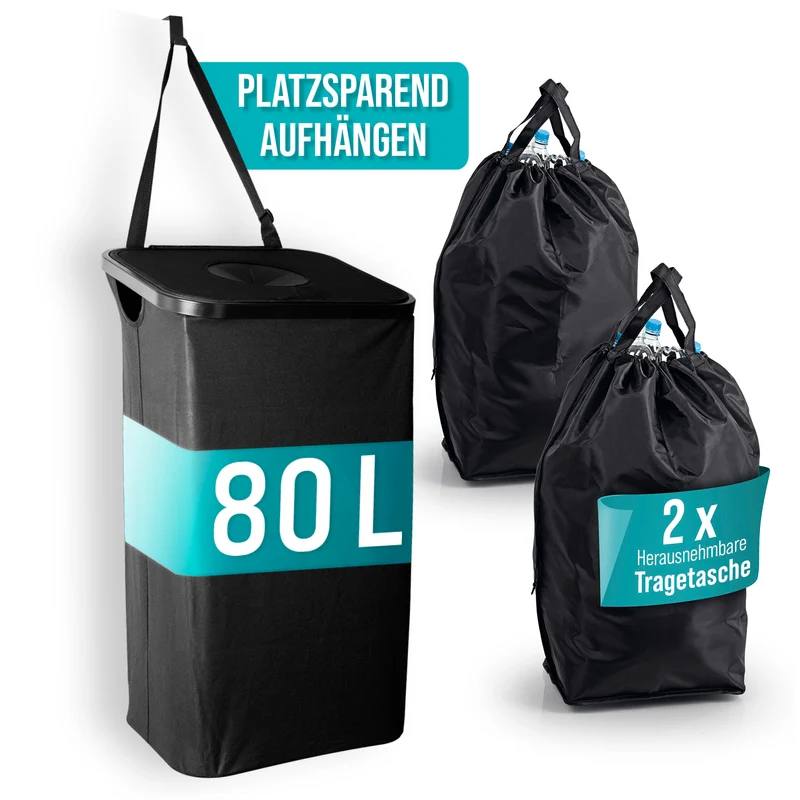 Pfandflaschen-Sammelbehälter inkl. Türhaken - Anthrazit
