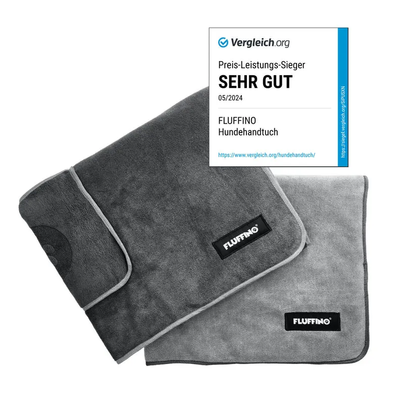 Hundehandtuch Mikrofaser – 2er-Pack - 120 x 70 cm - Grau