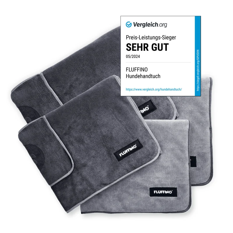 Hundehandtuch Mikrofaser – 4er-Pack – Grau