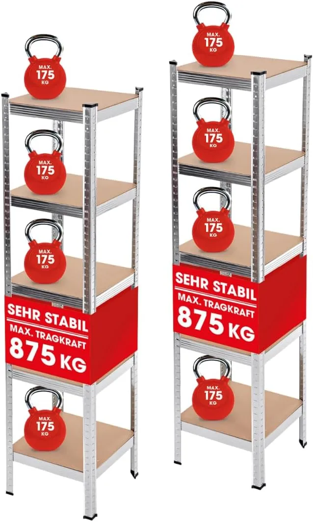 2 in 1 Schwerlastregal & Werkbank Bis zu 175 kg Tragkraft je Regalboden