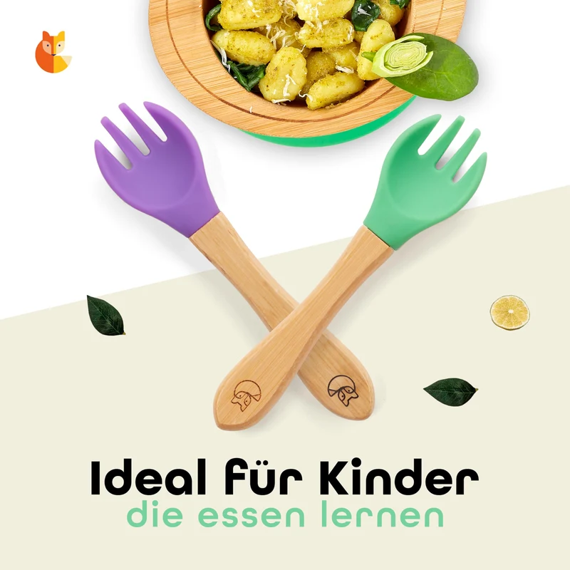 Kindergabelset - 2-tlg. - Grün & Lila