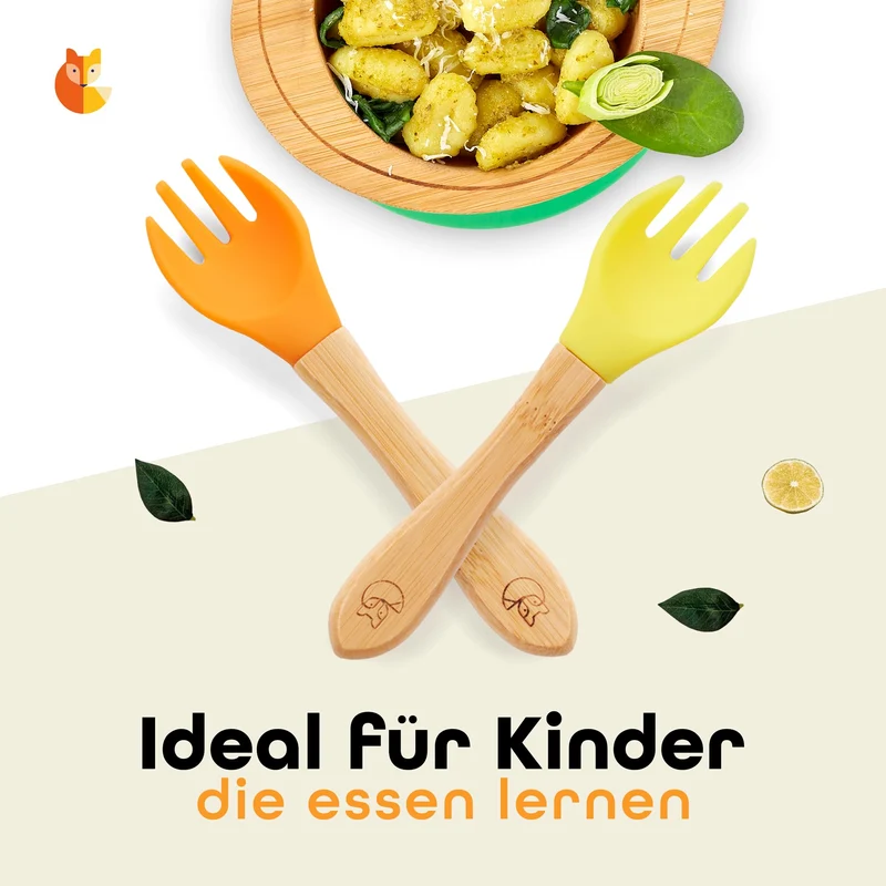Kindergabelset - 2-tlg. - Orange & Gelb
