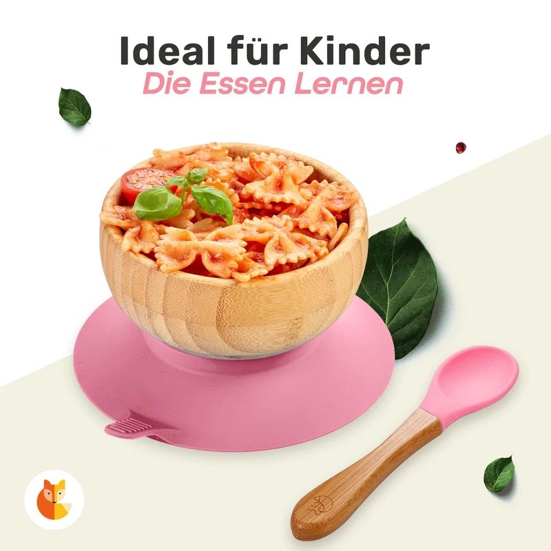 Löffel- und Saugnapfset für Kinder - Pink