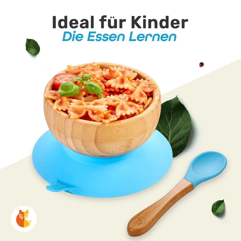 Löffel- und Saugnapfset für Kinder - Hellblau