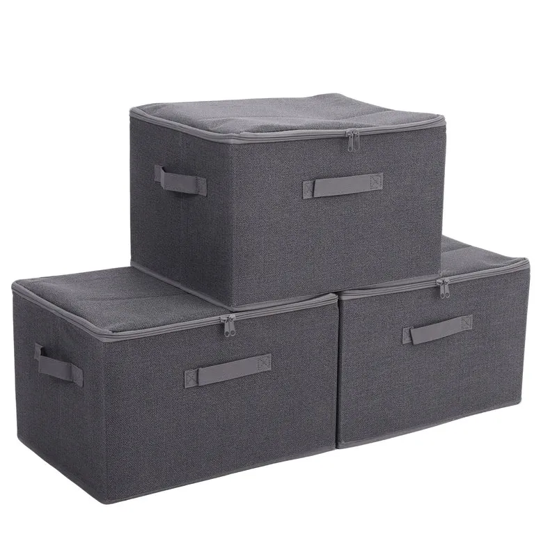Sekey Aufbewahrungsboxen 3er Set mit Deckel | Stoffboxen 40 × 30 × 25 cm formstabil, faltbar & vielseitig einsetzbar