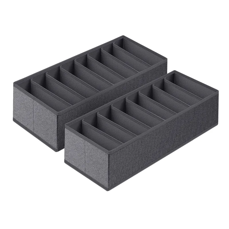 Sekey Schubladen-Organizer Set 8 Fächer, Vliesstoff, 2 Größen (19×40×11 cm & 22×51×11 cm), für Kleidung, Accessoires & Alltagsartikel
