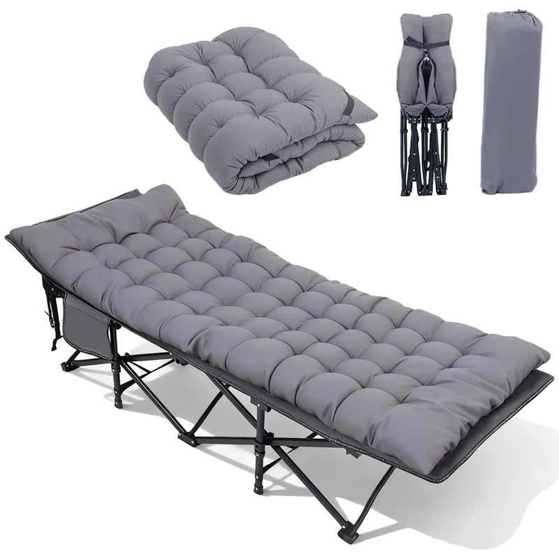 Sekey XXL Feldbett Klappbar 190×71×35 cm überbreit | Stahlrahmen bis 200 kg | 1200D Oxford | Inkl. abnehmbarer Matratze & Seitentasche Ideal für Camping & Gäste