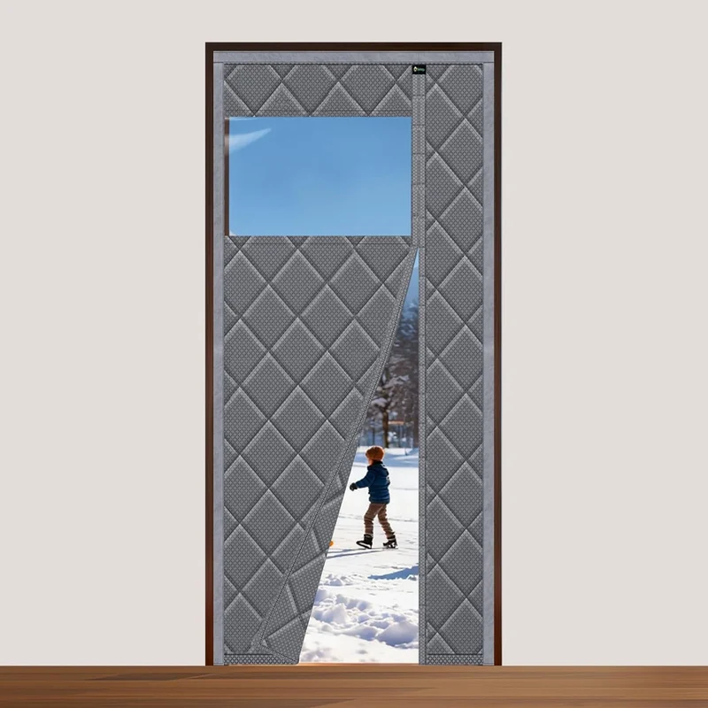 Sekey Magnetischer Thermo-Türvorhang mit seitlicher Öffnung – Wärmeschutz & Kälteschutz, winddicht, selbstklebend, für Balkon & Wohnzimmer