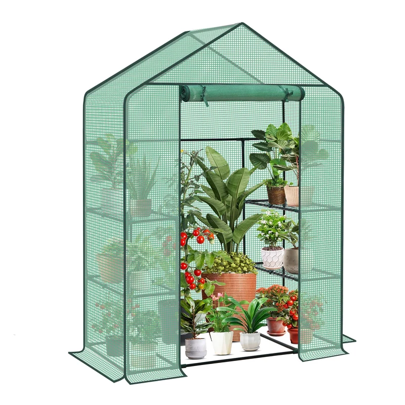 Sekey XL Foliengewächshaus 200×145×75 cm Stabiles Balkon-Gewächshaus mit 4 Regalböden für gesundes Pflanzenwachstum