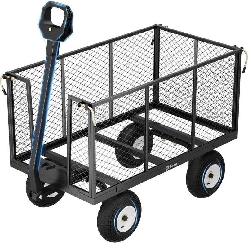 Sekey 3-in-1 Bollerwagen 500 kg – Gartenwagen mit abnehmbaren Seitenwänden & 10-Zoll-Gummireifen, leise & rostfrei, schnelle Montage in 8 Minuten, Plattform- & Transportwagen