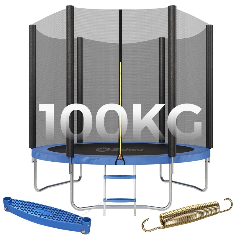 Sekey Trampolin Ø 244 cm für Garten – TÜV/GS-zertifiziertes Outdoor Trampolin mit Sicherheitsnetz, W-Beinen & Leiter – Wetterfest & stabil für Kinder ab 3 Jahren