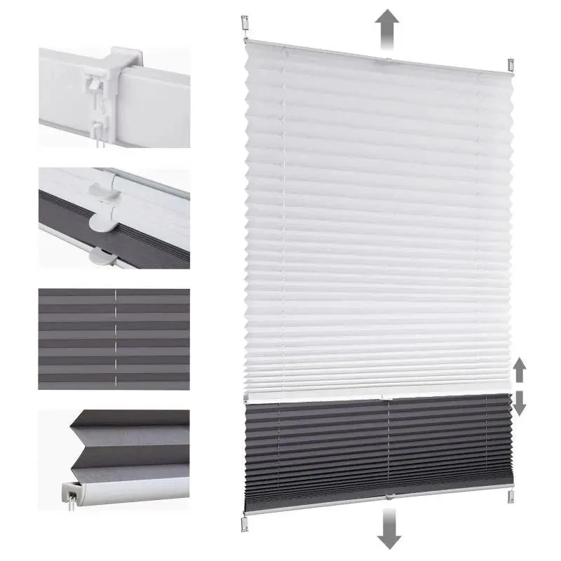 Sekey Plissee Day & Night Doppelplissee ohne Bohren, Klemmfix Fensterplissee mit frei umschaltbarer Verdunkelung, Lichtdurchlässig, 100 % blickdicht, Verspannt