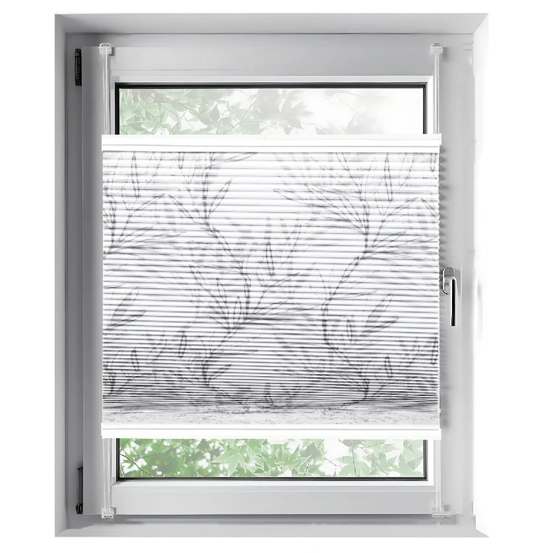 Sekey Wabenplissee ohne Bohren, Verdunkelung, Rollo mit Blumen- & Blätterdruck, stilvolles Plissee für Fenster