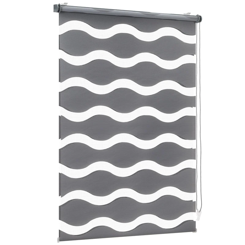 Sekey Doppelrollo Wellenmuster Duo-Rollo Klemmfix ohne Bohren - Lichtdurchlässig & Blickdicht, Fensterrollo für Wohnzimmer, Schlafzimmer & Büro