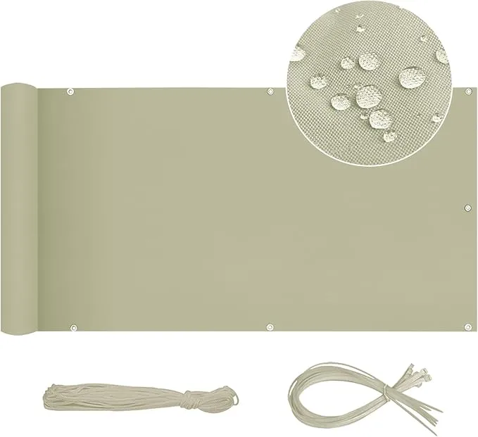 Sekey Balkon Sichtschutz Taupe – Wasserdichte Oxford Balkonabdeckung mit Nylon-Kabelbindern, UV-beständig, Blickdicht & Windschutz, Rostfreie Ösen, Einfach zu Installieren