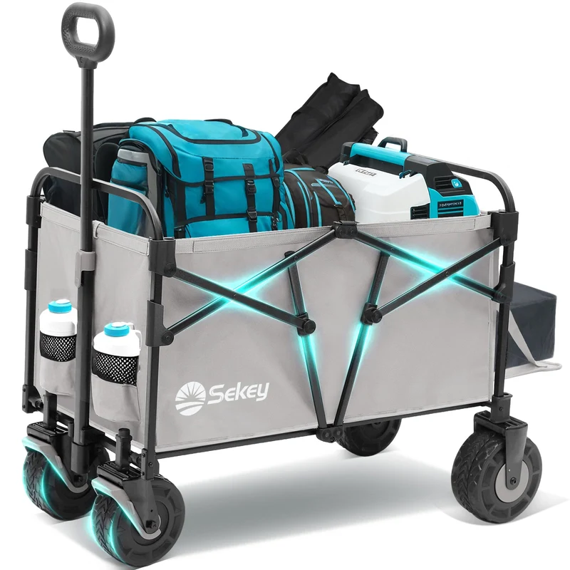 Sekey Faltbarer Transportwagen mit 200 kg Belastbarkeit – Robuster Bollerwagen mit Blasformreifen für Strand & Garten