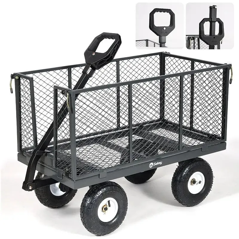 Sekey 200L / 500KG Gartenwagen mit abnehmbaren Seitenteilen und Gummiluftreifen