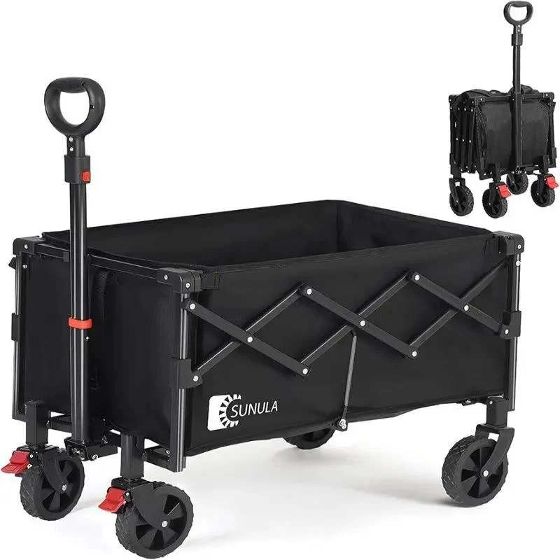 Sunula 80L / 100KG Faltbarer Bollerwagen, mit Bremsen, Halbiertem Eigengewicht