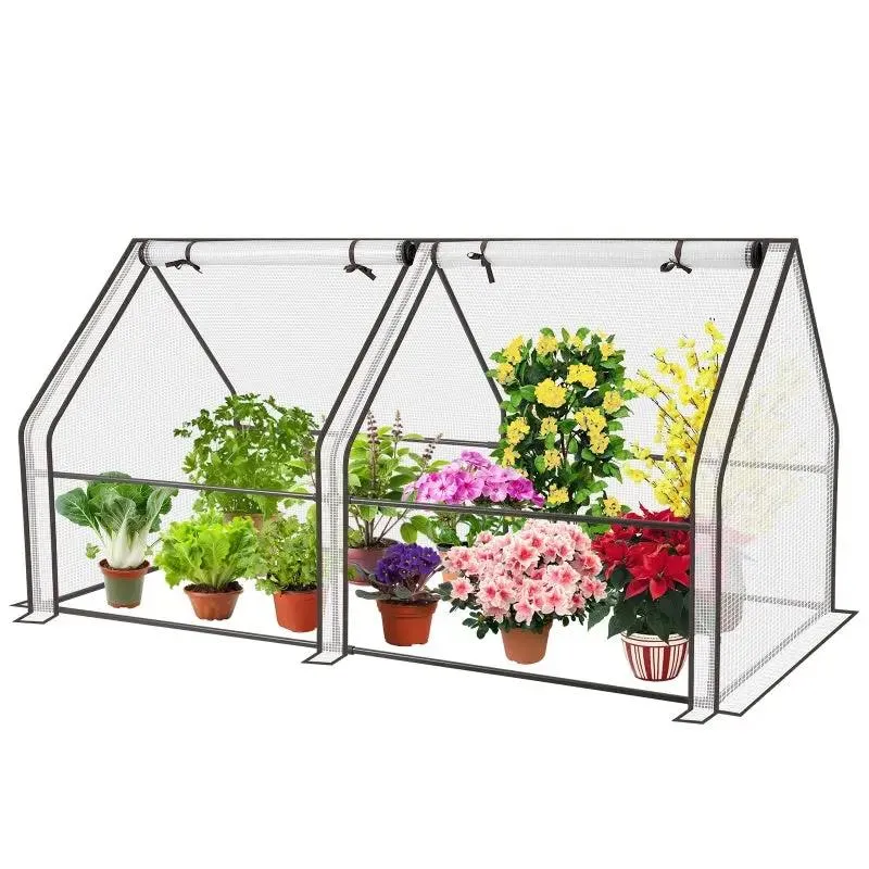 Sekey Foliengewächshaus mit Zwei Reißverschlusstüren 180 x 90 x 90 cm,Weiß