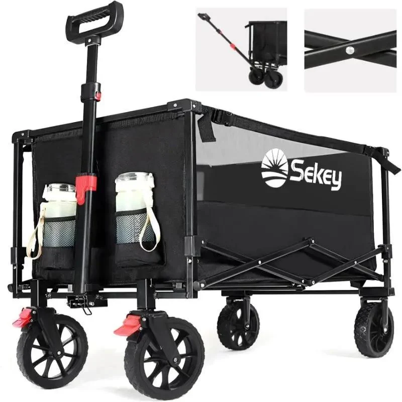 Sekey 160L / 100KG Faltbarer Bollerwagen, mit Praktischem Reißverschluss