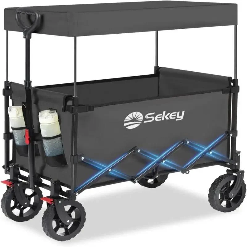 Sekey 150L / 150KG Faltbarer Bollerwagen mit Dach, Bremsen