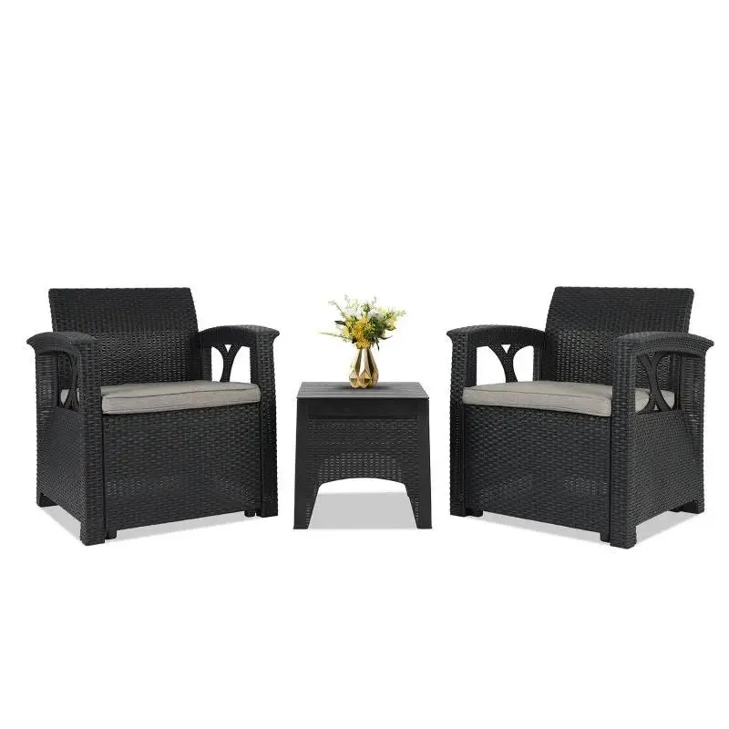 Sekey 3-teilig Gartenmöbel Set, 2 Sessel und Gartentisch