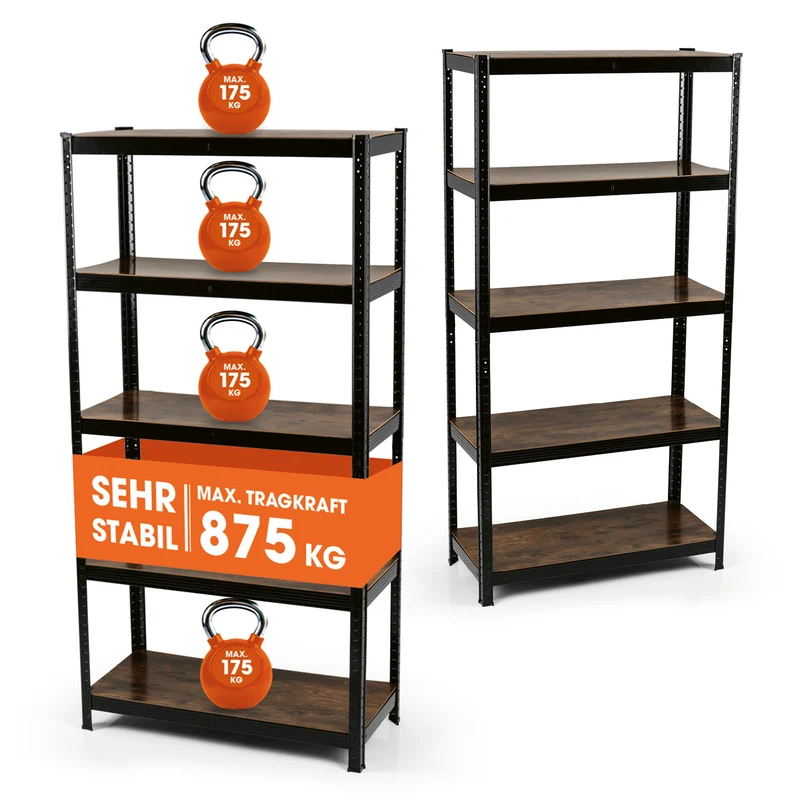 2 in 1 Schwerlastregal & Werkbank - 2er-Set - 180 x 90 x 40 cm - Holzoptik