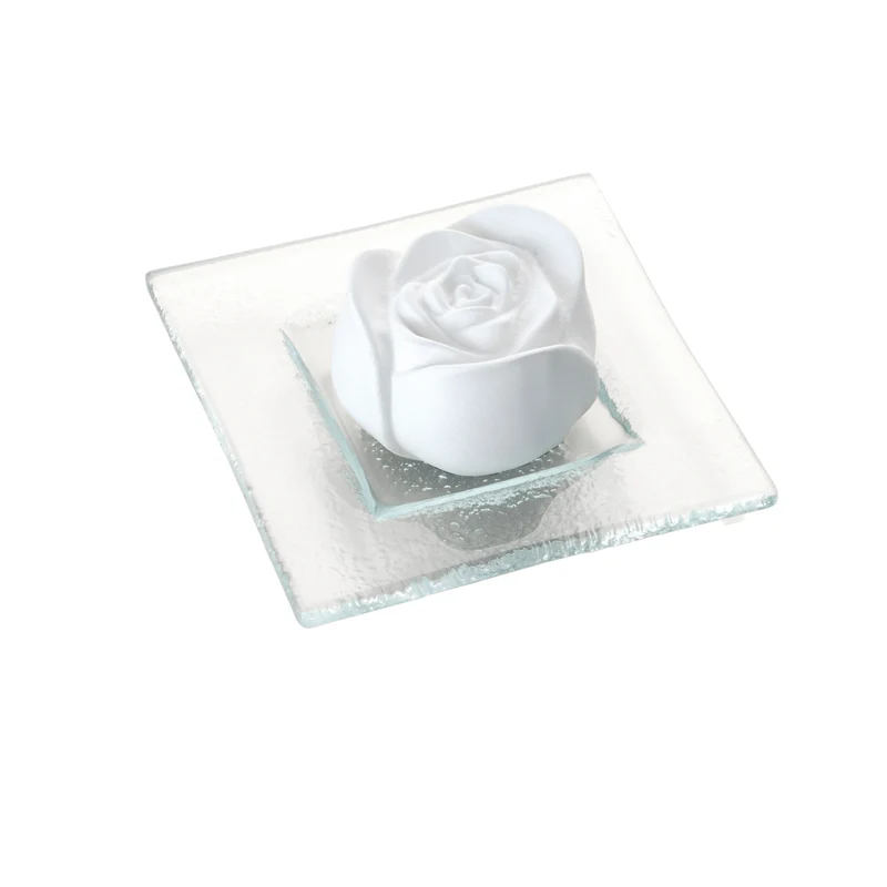 Aroma Duftstein Rosenblüte auf Glasteller transparent