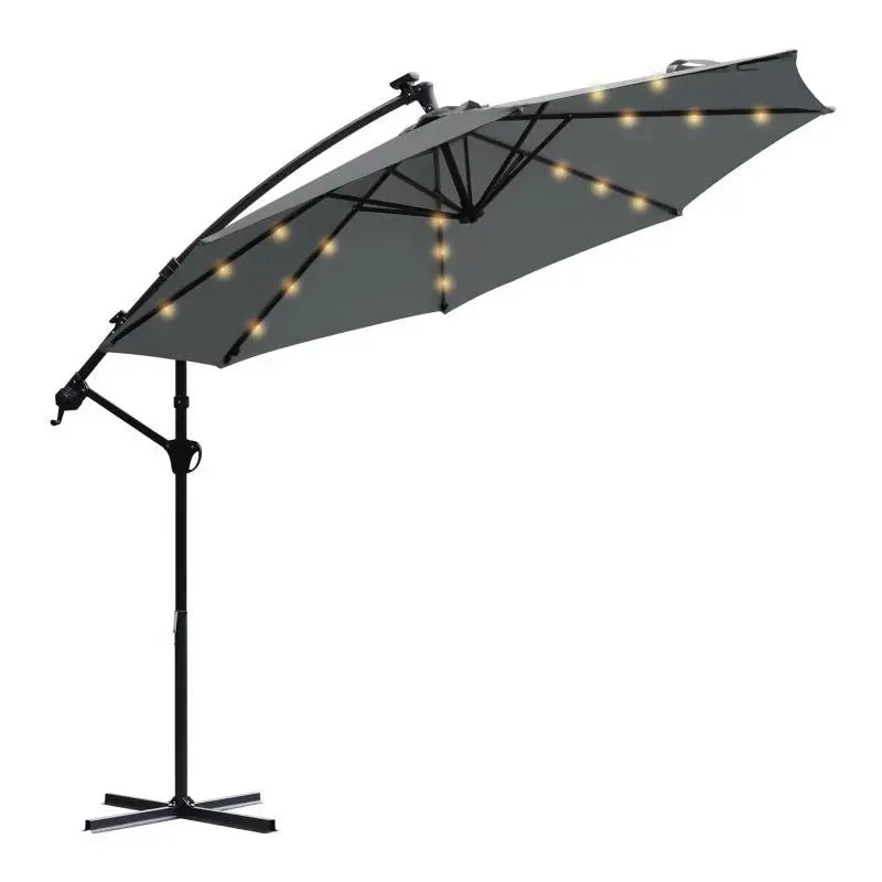 Sekey 300 cm Ampelschirm mit LED Solar Beleuchtung, Sonnenschutz UV50+