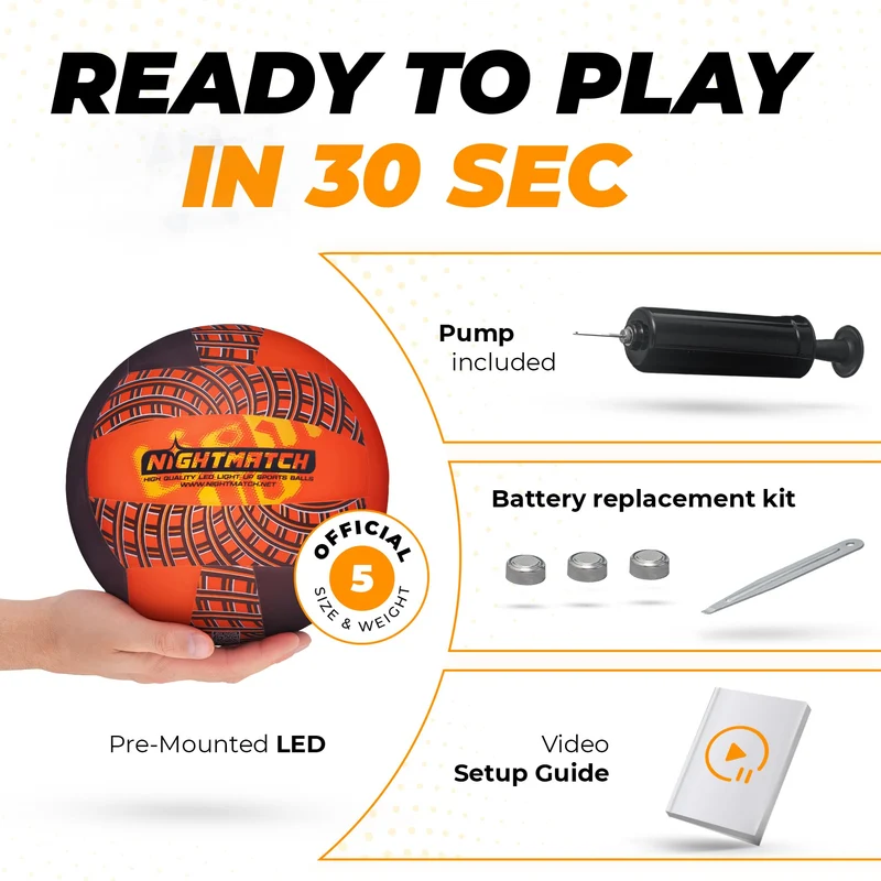 LED Volleyball - Komplettset - Schwarz-Orange